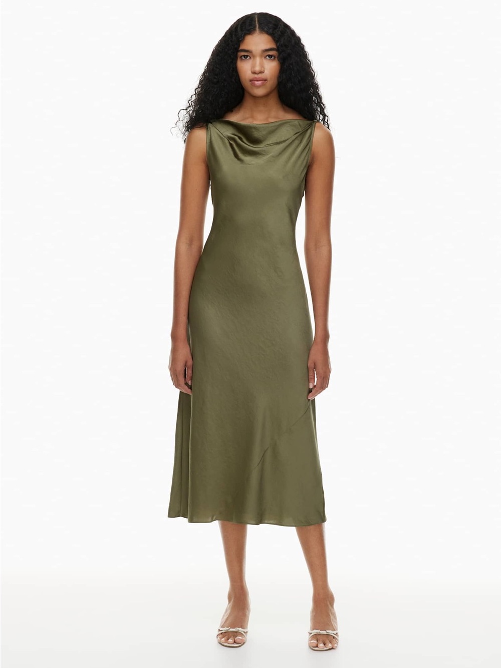 Aritzia Olive Sleeveless Midi Slip Dress